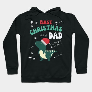 First Christmas as a Dad, cute christmas dinosour new baby born design Hoodie